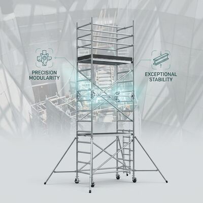İyi bir fiyat. Çift Genişliği 1.35m Alüminyum Çarşaf Kulesi 450kg Ağır Güçlü Platform Endüstriyel Sınıf İnşaat Erişim Sistemi CE çevrimiçi